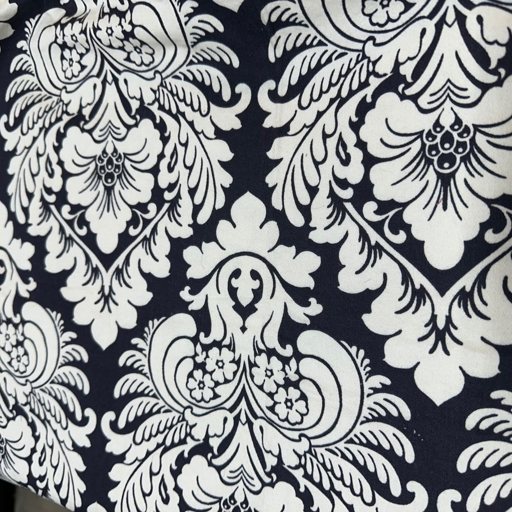 Waverly Duchess Damask Fabric 100% Cotton black‎ Cream Screen Print USA 1 yrd